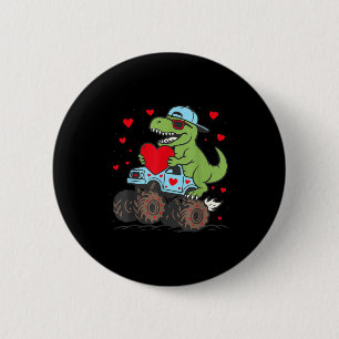 Valentines Day T Rex Riding Monster Truck Funny To 6 Cm Round Badge
