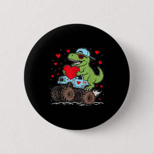Valentines Day T Rex Riding Monster Truck Funny To 6 Cm Round Badge