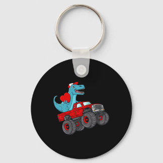 Valentines Day T Rex Riding Monster Truck Toddler  Key Ring
