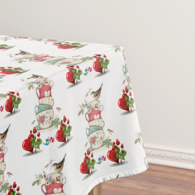 Valentine's Day Tablecloth Bird Vintage (In Situ)