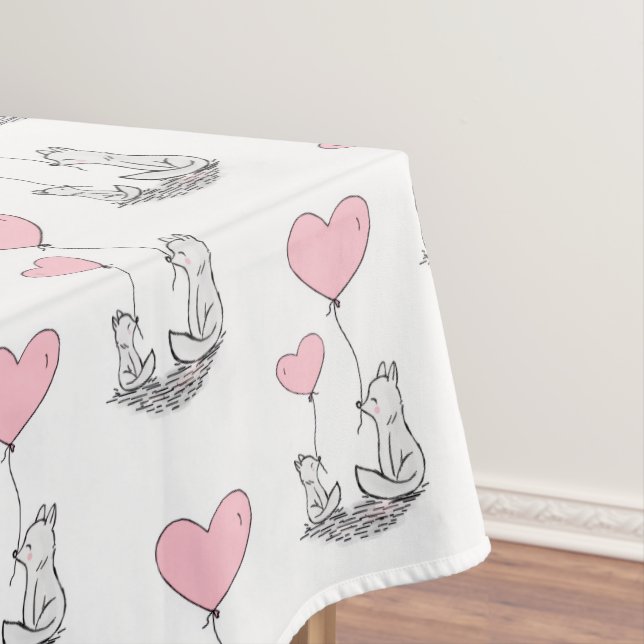 Valentine's Day Tablecloth Foxy Pink Hearts  (In Situ)
