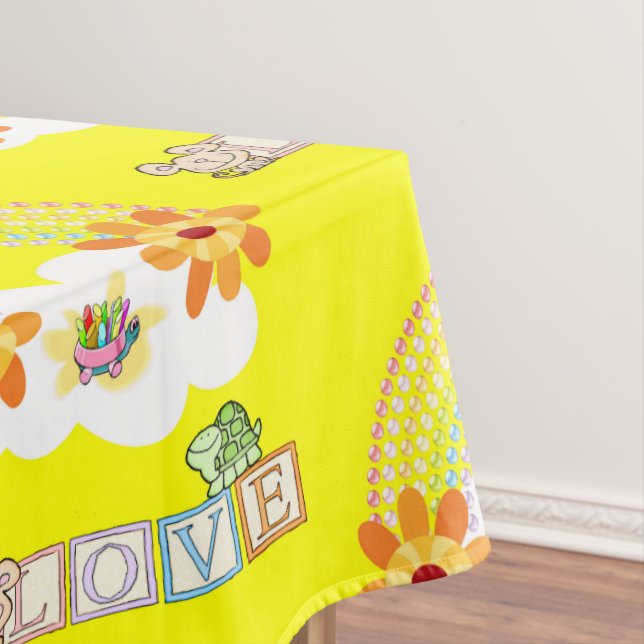 Valentine's Day Tablecloth Love Rainbow Turtle  (In Situ)