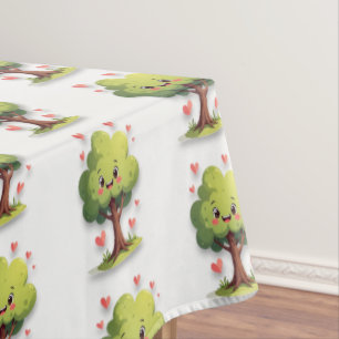 Valentine's Day Tablecloth Love Tree Red Hearts
