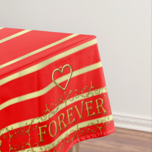 Valentine's Day Tablecloth Red Forever Gold