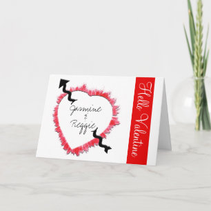 Valentine's Day Tattered Edge Red Heart Outline Holiday Card