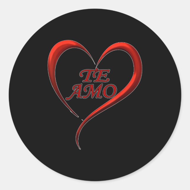 Valentines Day Te Amo Spani-shirt  Classic Round Sticker (Front)