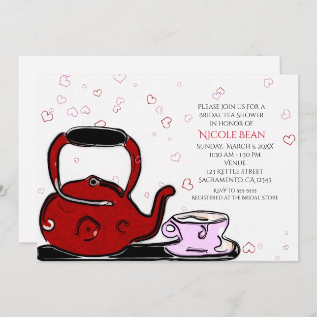 Valentine's Day Tea Party Chic Party Invitations (Front/Back)