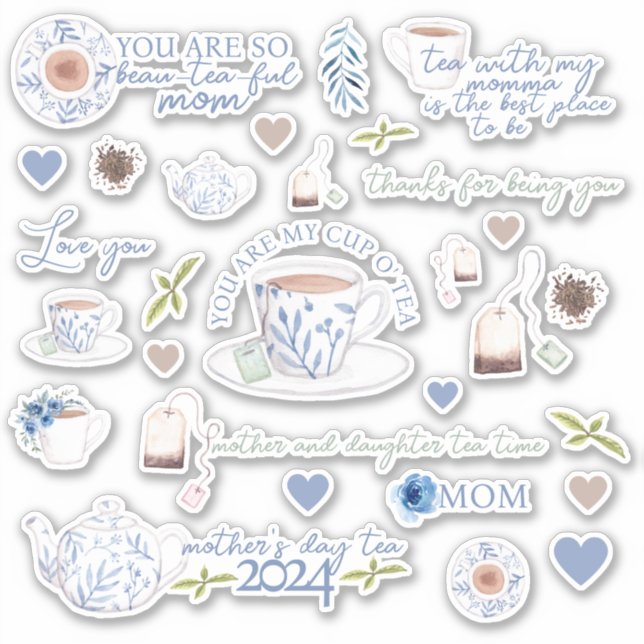 Valentine's Day Tea Vinyl Stickers (Front)