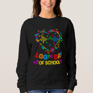 Valentines Day Teacher Autism awareness 100 days H Sweatshirt