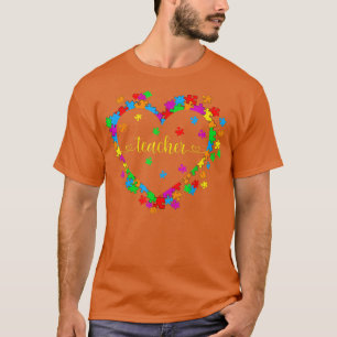 Valentines Day Teacher Autism awareness 100 days H T-Shirt