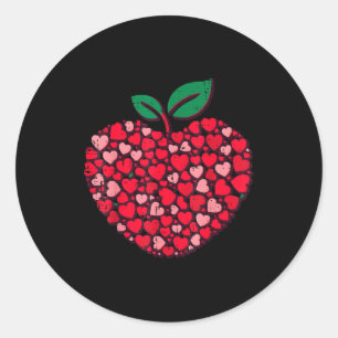 Valentines Day Teacher Hearts Love Teach Women Men Classic Round Sticker