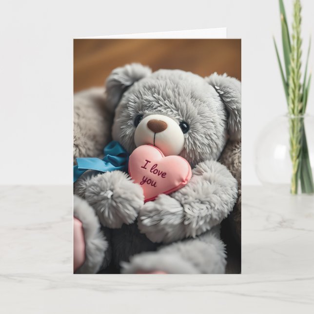 Valentine's Day Teddy Bear Holiday Card (Front)