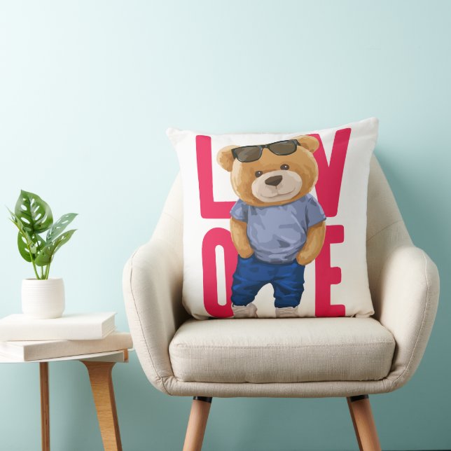 Valentine's Day Teddy Bear Love Design Cushion (Chair)