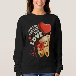 Valentine's day teddy bear with heart balloon sweatshirt