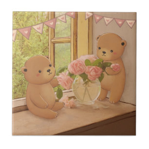 Valentine's Day: Teddy Bears & Flowers Tile