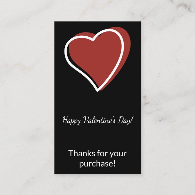 Valentine's Day Thanks for Your Purchase Business Card (Front)