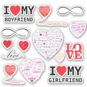 Valentine's Day Themed Custom Cut Sticker Set