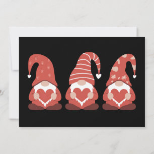 Valentine's Day Three Cute Gnomes Holding Heart Invitation