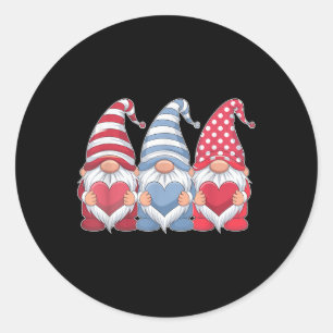 Valentines Day Three Gnomes Holding Heart For Wome Classic Round Sticker