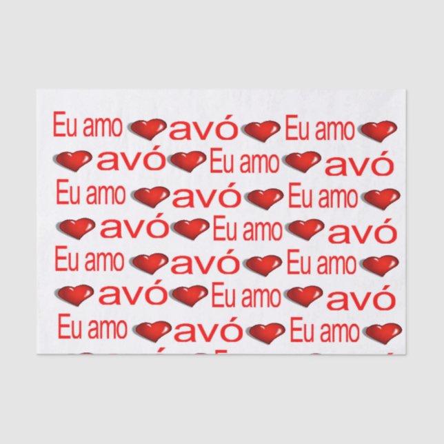 Valentine's Day Tissue Paper Love Avô Red Hearts (Front)