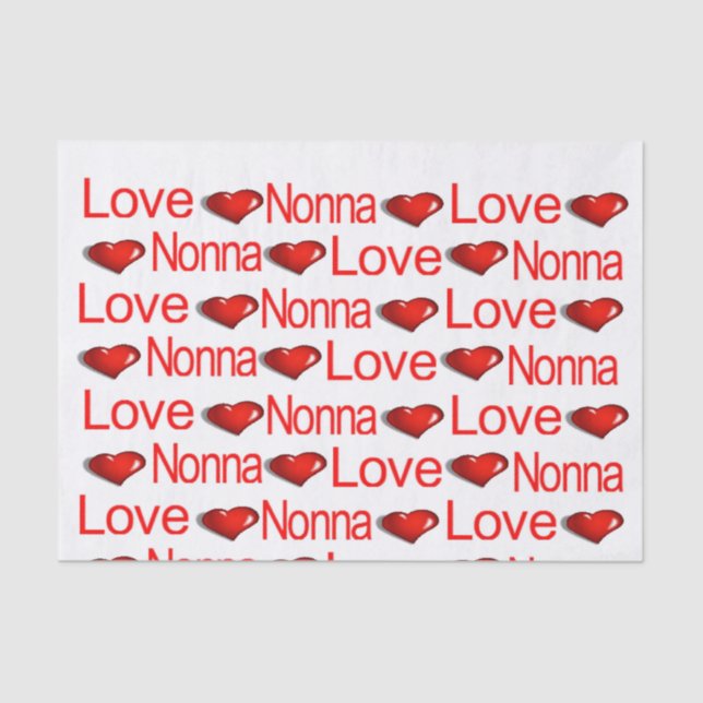 Valentine's Day Tissue Paper Love NonnaRed Hearts (Front)