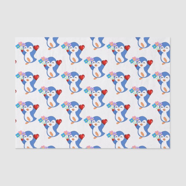 Valentine's Day Tissue Paper Penguin Hearts (Front)