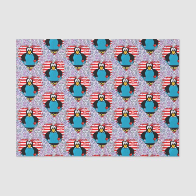 Valentine's Day Tissue Paper Penguin Hearts (Front)