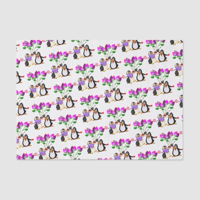 Valentine's Day Tissue Paper Penguin Hearts (Front)