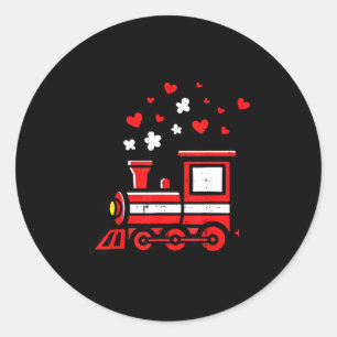 Valentines Day Train Cute Locomotive Boys Kids Tod Classic Round Sticker