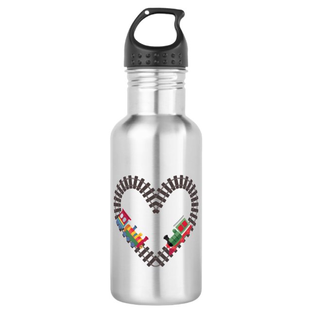 Valentines Day Train Railroad Heart  532 Ml Water Bottle (Front)