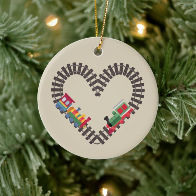 Valentines Day Train Railroad Heart  Ceramic Tree Decoration (Tree)