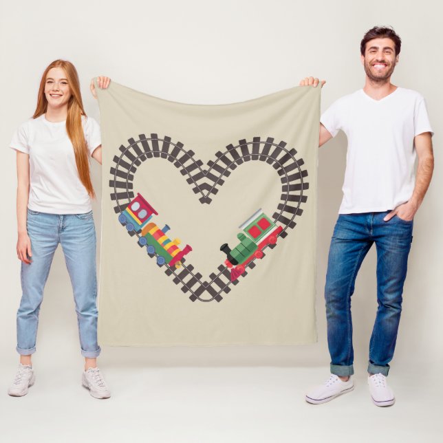 Valentines Day Train Railroad Heart  Fleece Blanket (In Situ)
