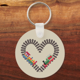 Valentines Day Train Railroad Heart  Key Ring