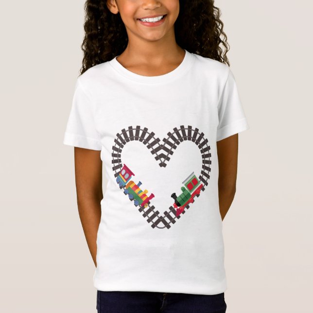 Valentines Day Train Railroad Heart  T-Shirt (Front)