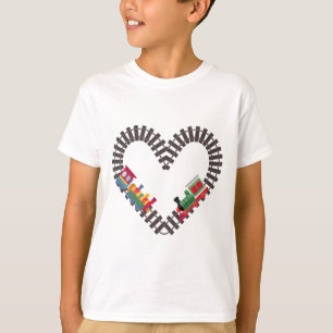 Valentines Day Train Railroad Heart  T-Shirt