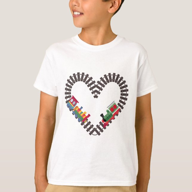 Valentines Day Train Railroad Heart  T-Shirt (Front)