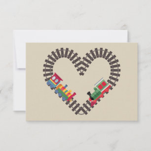 Valentines Day Train Railroad Heart Thank You Card