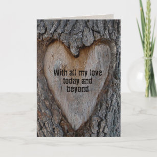 Valentine's Day tree heart carving Holiday Card