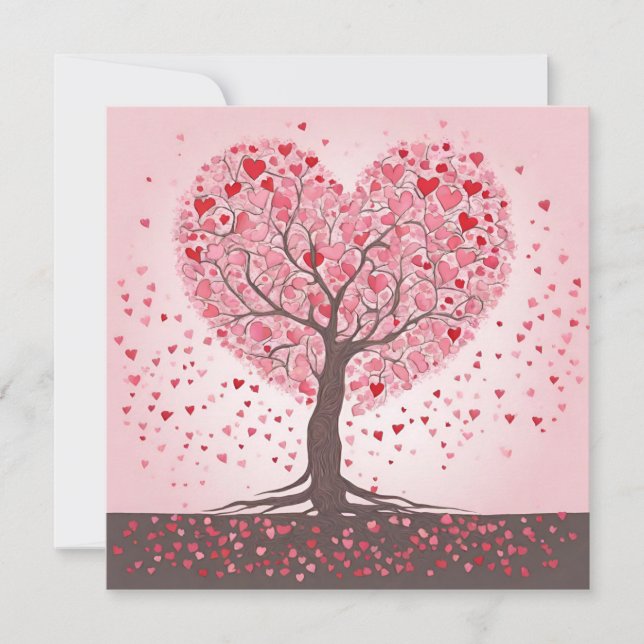 Valentines day Tree Hearts Holiday Card (Front)