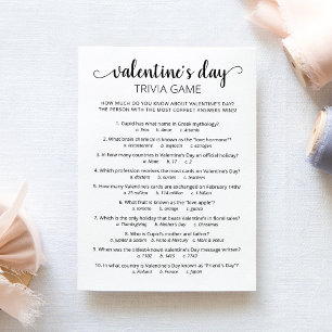 Valentine's day Trivia with Answers Game Card