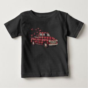 Valentine's Day Truck Funny Buffalo Plaid Leopard Baby T-Shirt