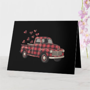 Valentine's Day Truck Funny Buffalo Plaid Leopard  Card