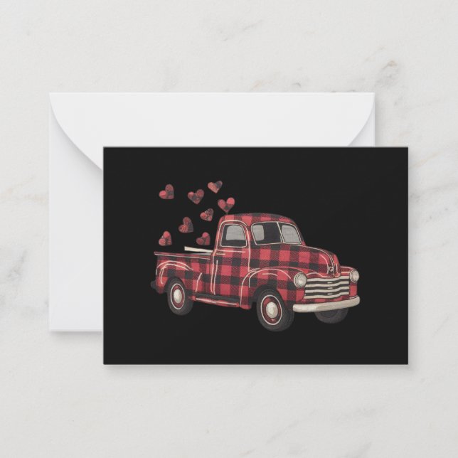 Valentine's Day Truck Funny Buffalo Plaid Leopard  Card (Front)