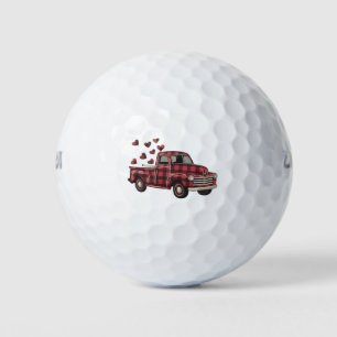 Valentine's Day Truck Funny Buffalo Plaid Leopard Golf Balls