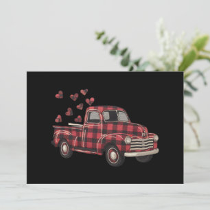 Valentine's Day Truck Funny Buffalo Plaid Leopard  Invitation