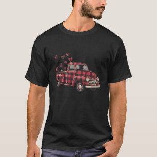 Valentine's Day Truck Funny Buffalo Plaid Leopard  T-Shirt