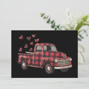 Valentine's Day Truck Funny Buffalo Plaid Leopard Thank You Card
