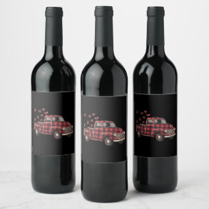 Valentine's Day Truck Funny Buffalo Plaid Leopard Wine Label