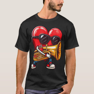 Valentine'S Day Tuba Heart Trumpet Player Brass T-Shirt