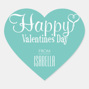 Valentine's Day Turquoise Heart Sticker 1.5"x1.5"
